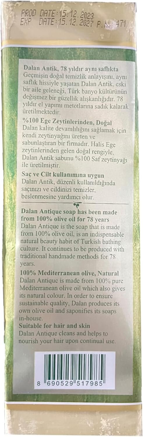 5 x 180g Bar Natural 100% Pure Olive Oil Soap Dalan Turkish Bath Handmade Turkey - Image 3