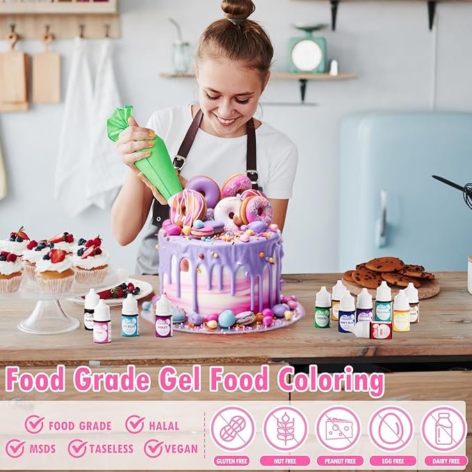 Food Colouring Gel - 12 Colours x 6g Food Colouring Set, Food Grade Food Dye - Image 3
