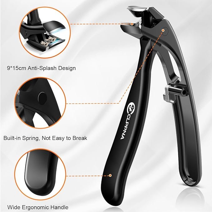 Toe Nail Clippers for Thick Nails for Seniors, CLPPNA Long Handled Angled Head Toenail Clippers for Elderly with Wide Jaw Opening, Sharp Cutter Professional Nail Clippers with Catcher for Men Women - Image 2