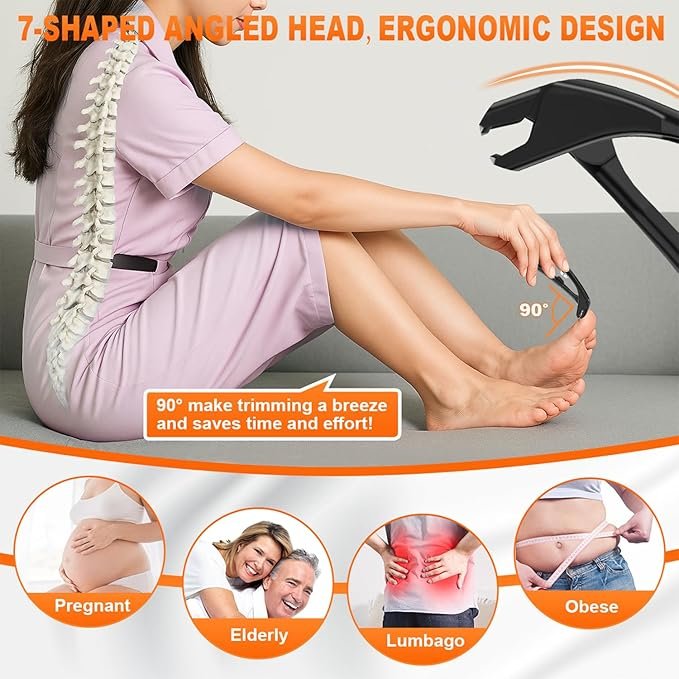 Toe Nail Clippers for Thick Nails for Seniors, CLPPNA Long Handled Angled Head Toenail Clippers for Elderly with Wide Jaw Opening, Sharp Cutter Professional Nail Clippers with Catcher for Men Women - Image 4