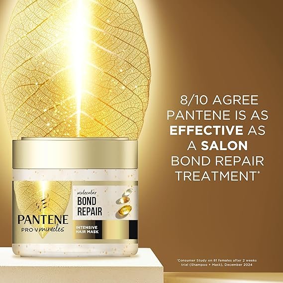 Pantene Molecular Bond Repair Intensive Hair Mask with Biotin 300ml. Pro-V Concentrated Formula for Extremely Dry Damaged Hair. Leaves Hair Visibly Healthier, Strengthened and Regenerated - Image 3