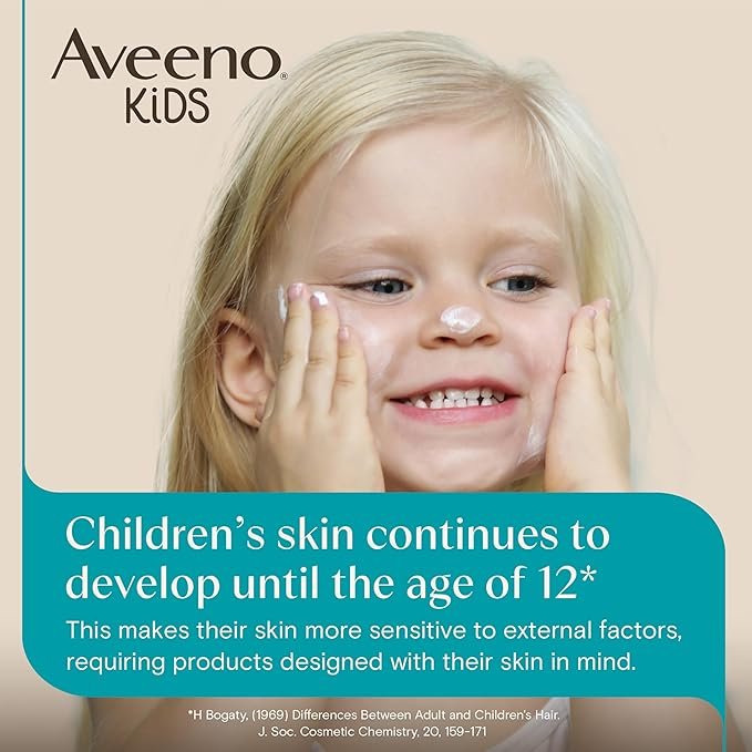 Aveeno Kids Face & Body Moisturising Lotion (1 x 150ml), Non-Greasy and Fragrance-Free Moisturiser Enriched with Soothing Oat, Face and Body Lotion for Kids' Sensitive and Developing Skin - Image 2