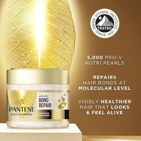 Pantene Molecular Bond Repair Intensive Hair Mask with Biotin 300ml. Pro-V Concentrated Formula for Extremely Dry Damaged Hair. Leaves Hair Visibly Healthier, Strengthened and Regenerated - Image 2