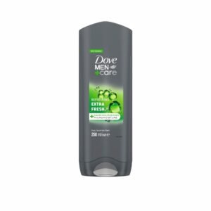 Dove Men+Care Refreshing Extra Fresh Men's 3-in-1 Hair, Face and Body Wash Body Cleanser shower gel with 24 hour nourishing MicroMoisture technology for healthy and smooth skin all day 250 ml