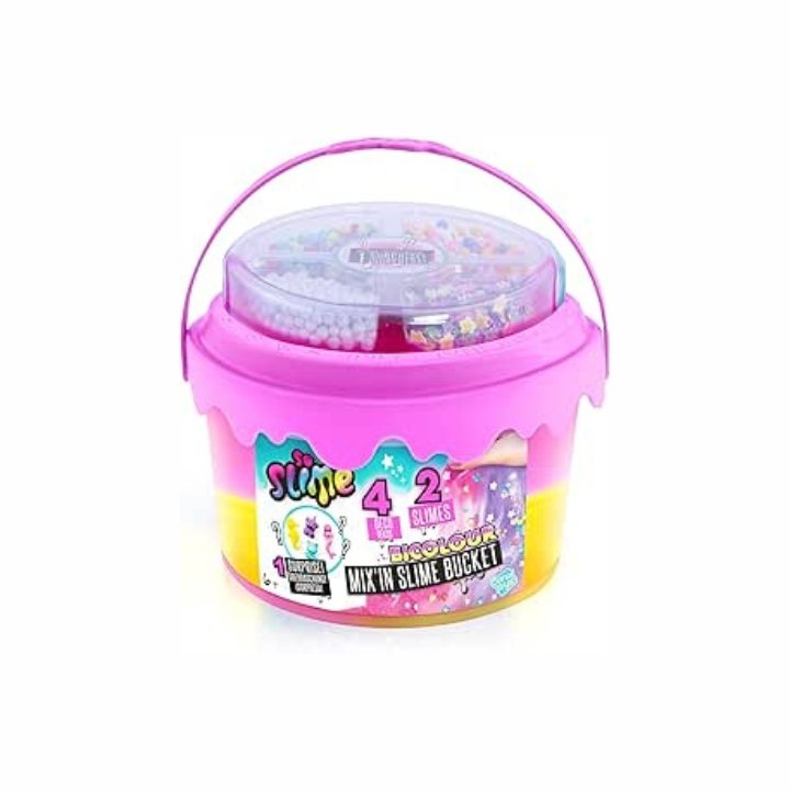 So Slime Mix'in sime bucket | Ready to Play, Multicolour Slime Bucket | 3 colours availible, comes with cute add-in decorations| Gift for kids 6+