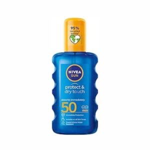 NIVEA SUN Protect & Dry Touch Invisible Sun Spray SPF 50 (200 ml), Water-Resistant Sun Oil, Immediate Protection against UVA & UVB Rays, Transparent/No White Marks