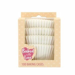 Baked with Love White Cupcake Cases, Baking Cups, Greaseproof Paper Cases for Muffins and Cupcakes, Pack of 100, 50541