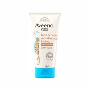 Aveeno Kids Face & Body Moisturising Lotion (1 x 150ml), Non-Greasy and Fragrance-Free Moisturiser Enriched with Soothing Oat, Face and Body Lotion for Kids' Sensitive and Developing Skin